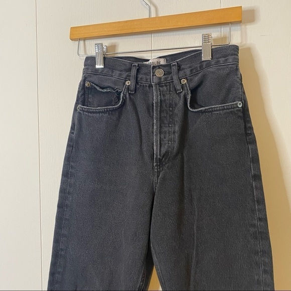 Agolde Jeans 90’s Mid Rise Loose Fit Jeans in Smokestack Washed Black 23 - Picture 4 of 13